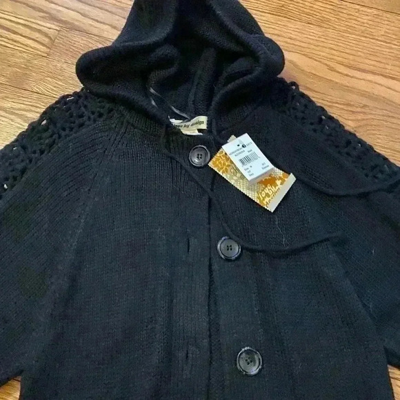 NWT Love By Design button down sweater black crochet chunky women M - Picture 2 of 12